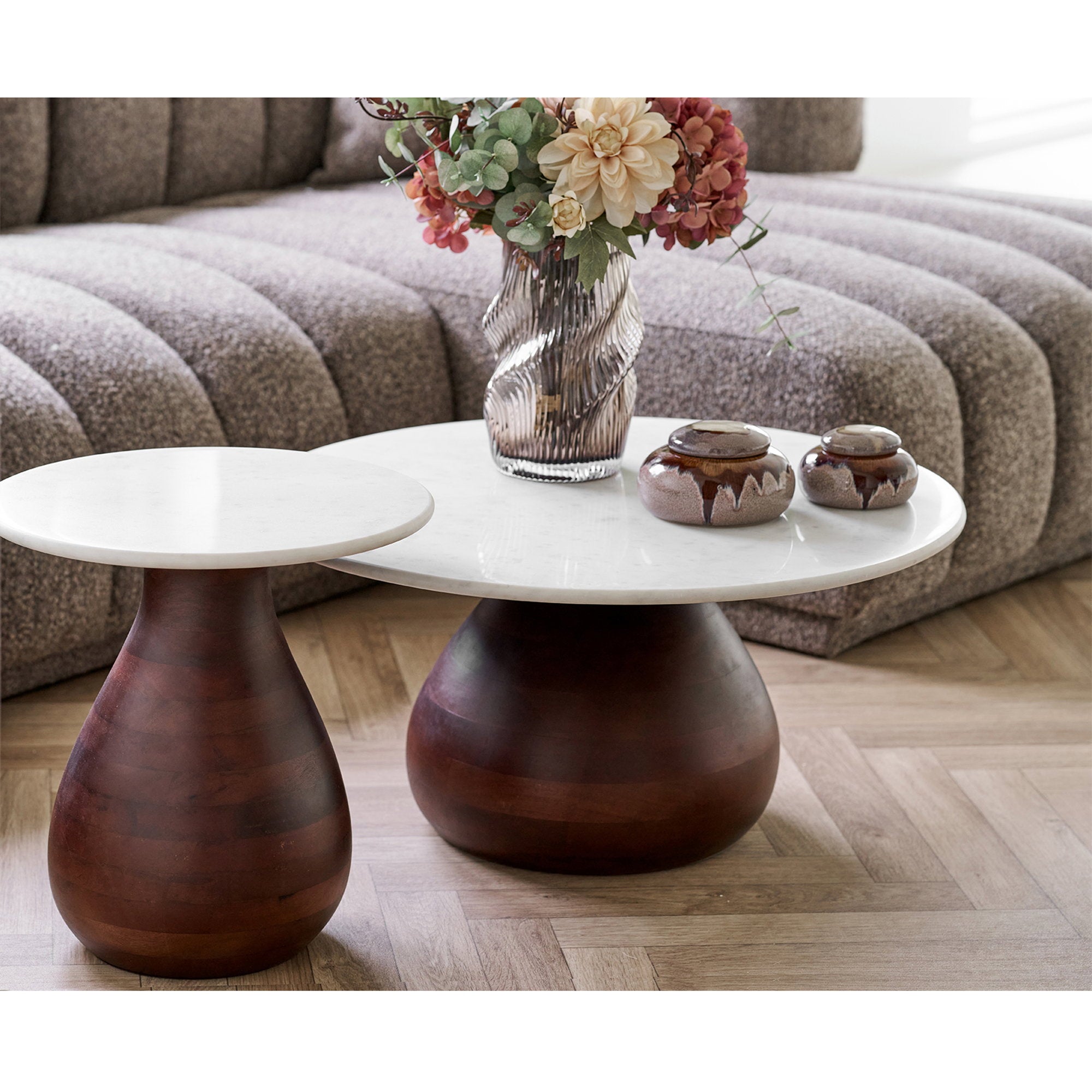 Heide Coffee Table – White / Dark brown