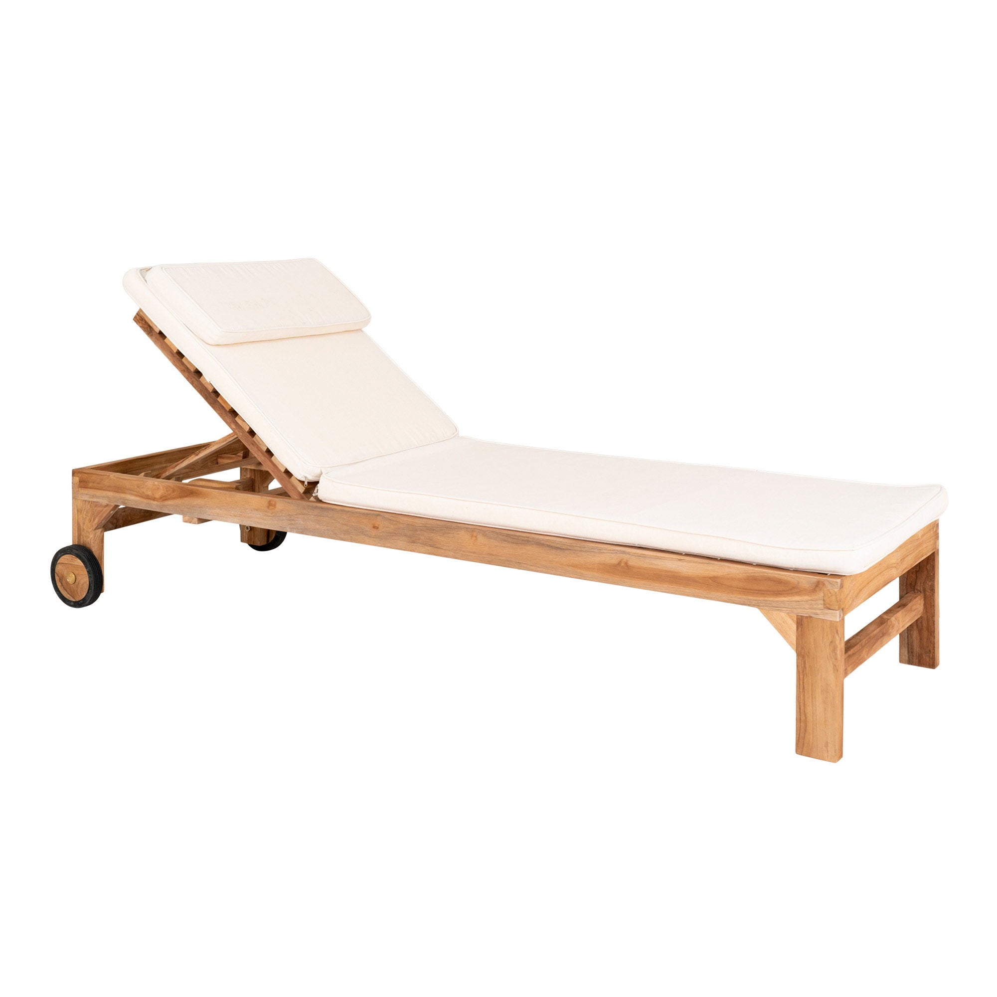 Andorra Sun Lounger with Cushion – Natural / White