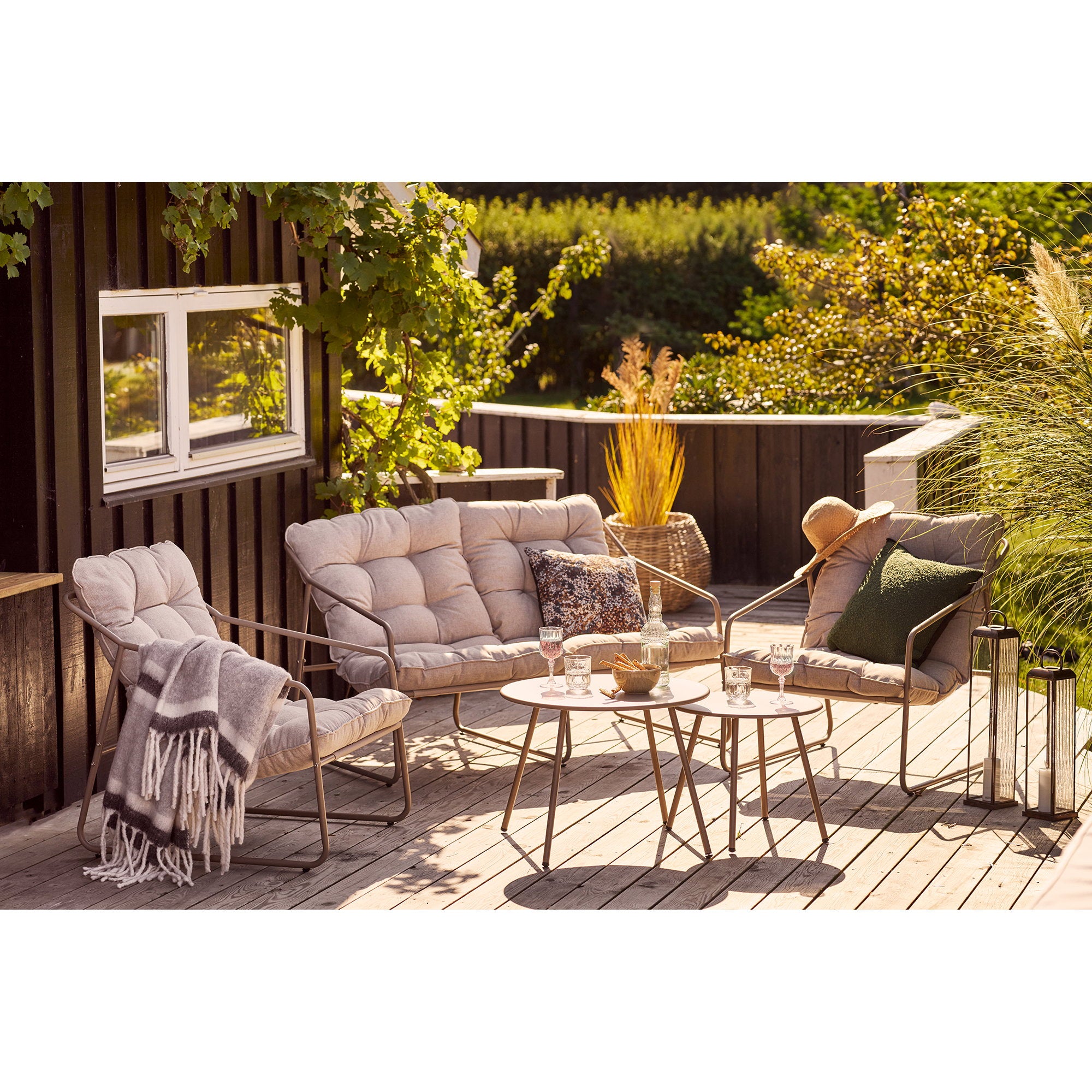 Nilo Lounge set, steel, sand, incl. cushions – Sand