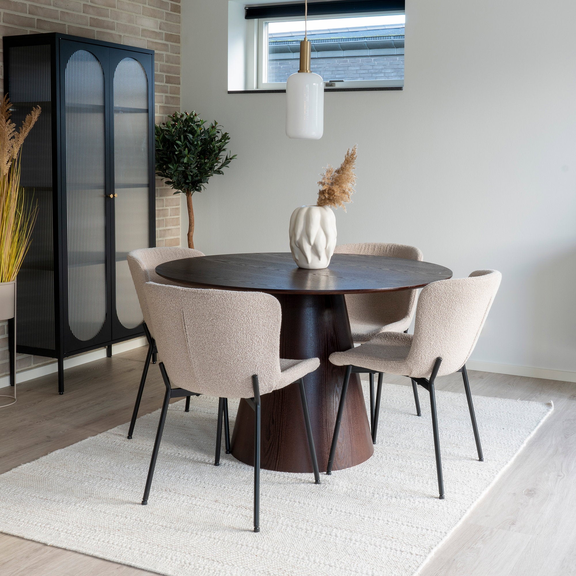 Bolton and Maceda Dining Set – Dark brown, beige