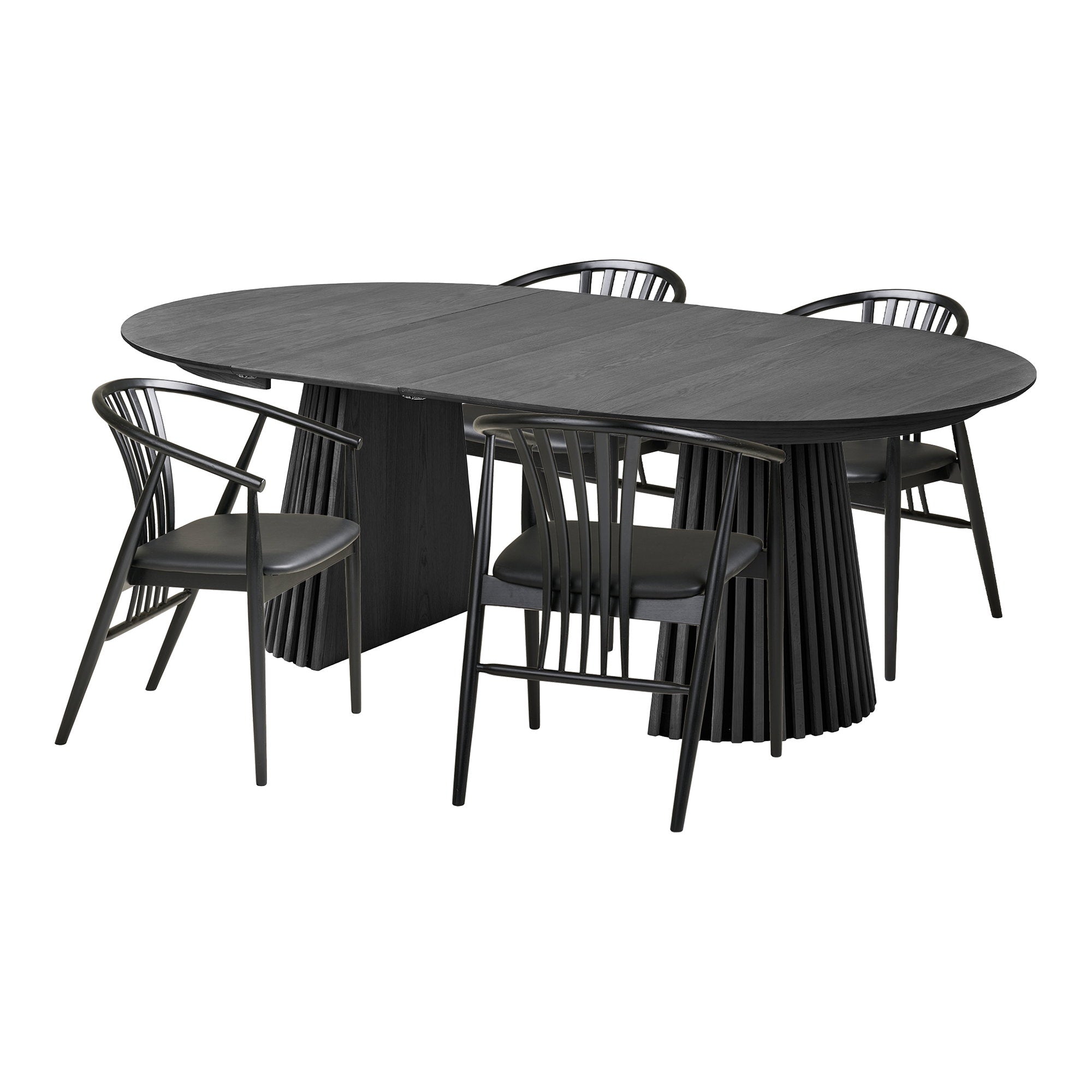Osaka and Agustin Dining Set – Oak – Black