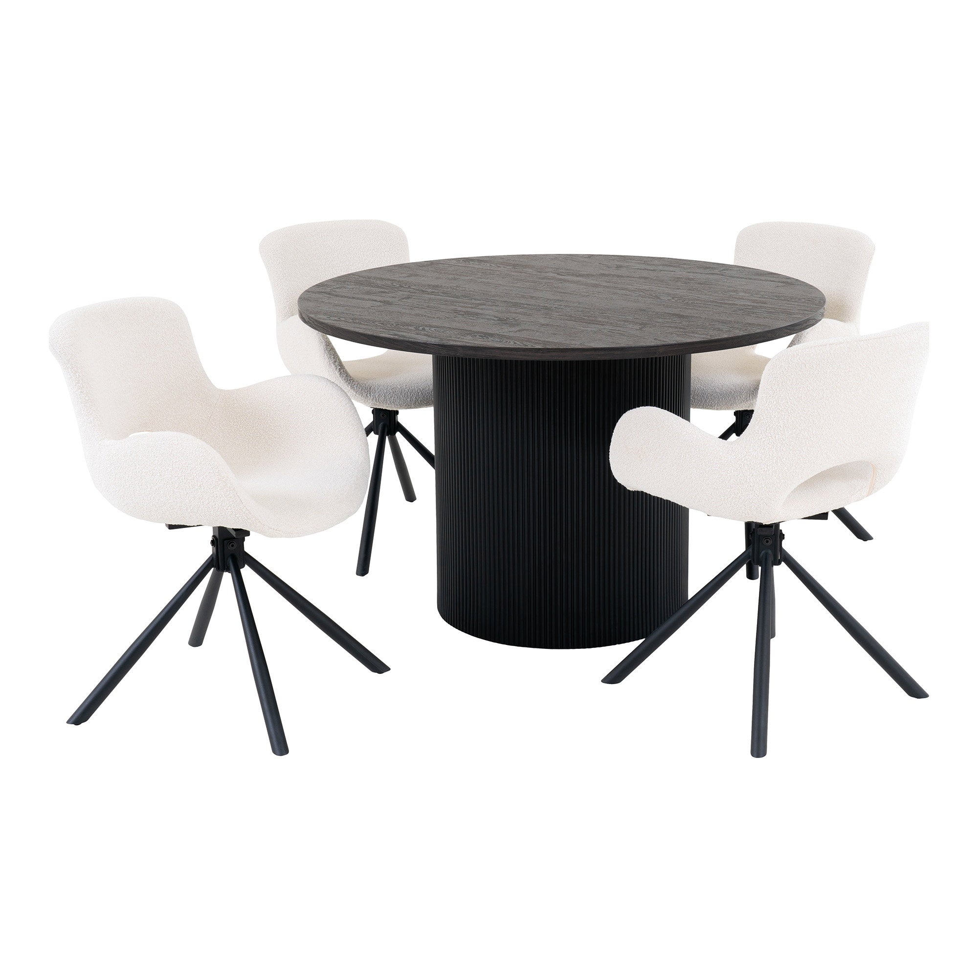 Boavista and Amorim Dining Set – Dark brown, Off-white