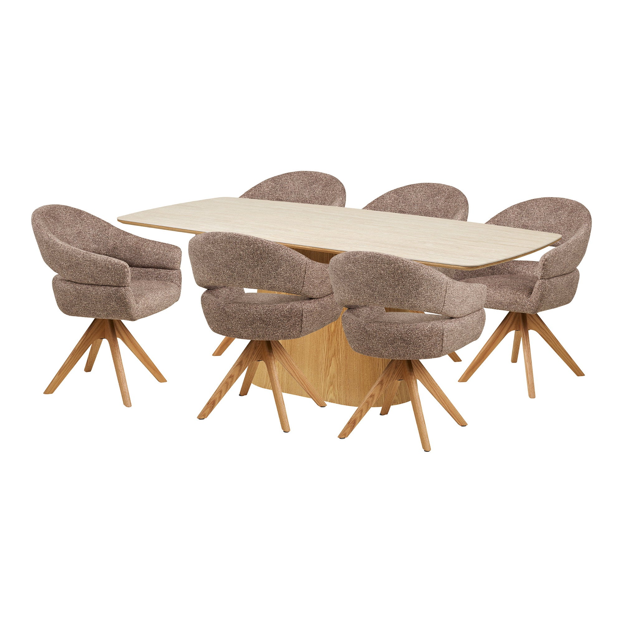 Noli and Dover Dining Set – Oak – Nature / Stone / Brown