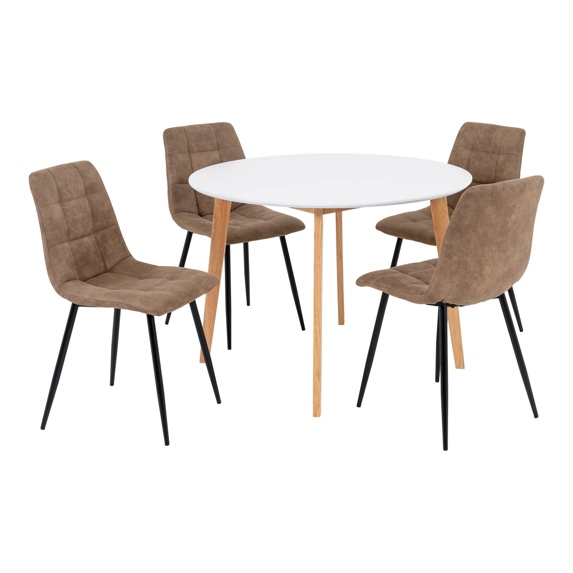 Vojens and Middelfart Dining Set – Microfibre – Brown / White
