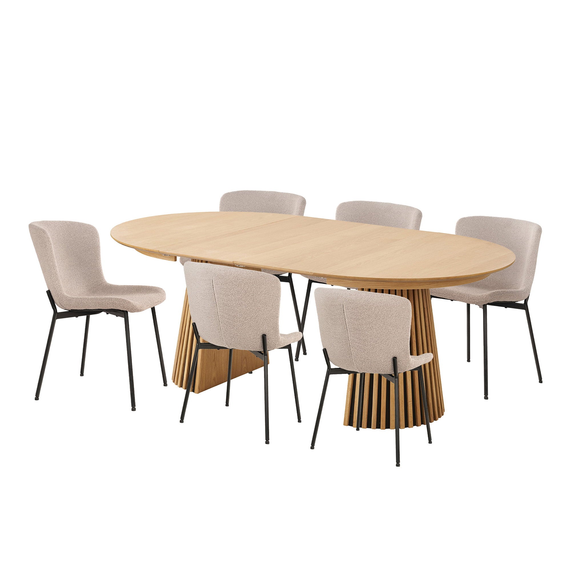 Osaka and Maceda Dining Set – Oak – Oak / Beige