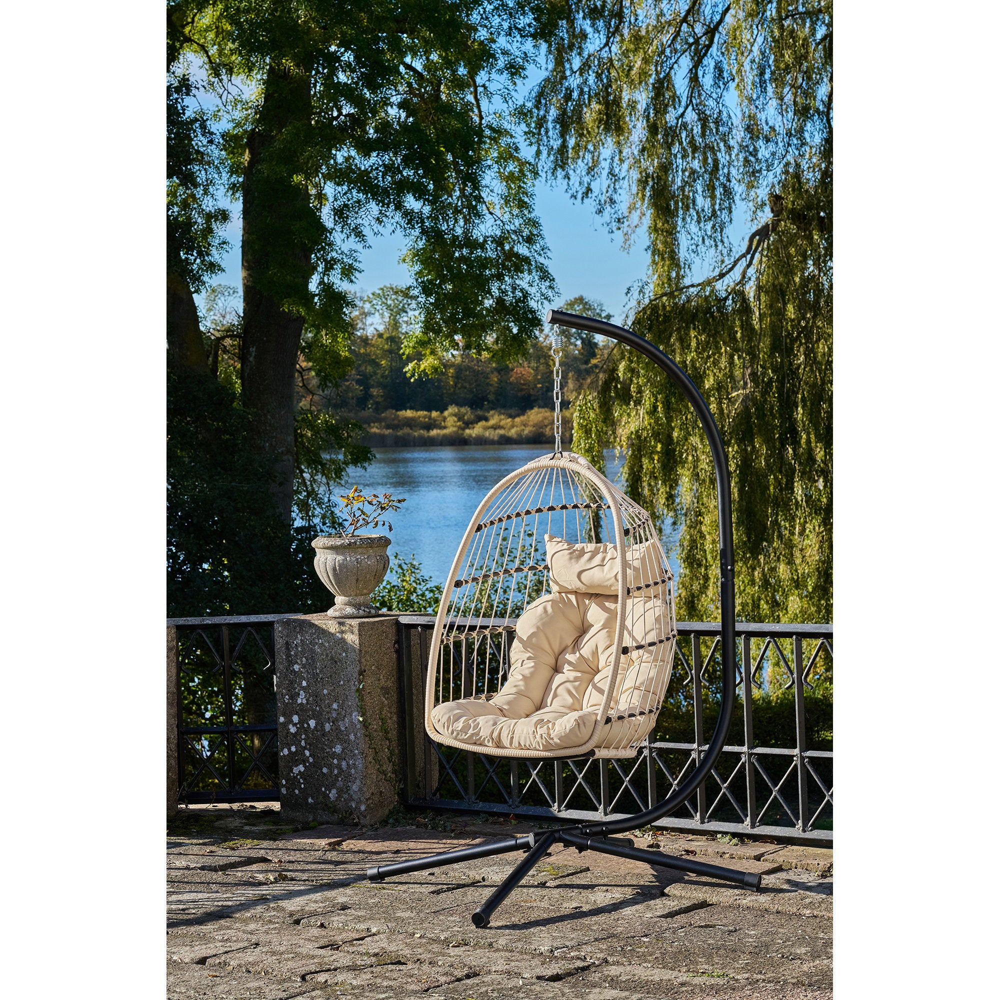 Patras Hanging Chair – Beige / Grey / Black