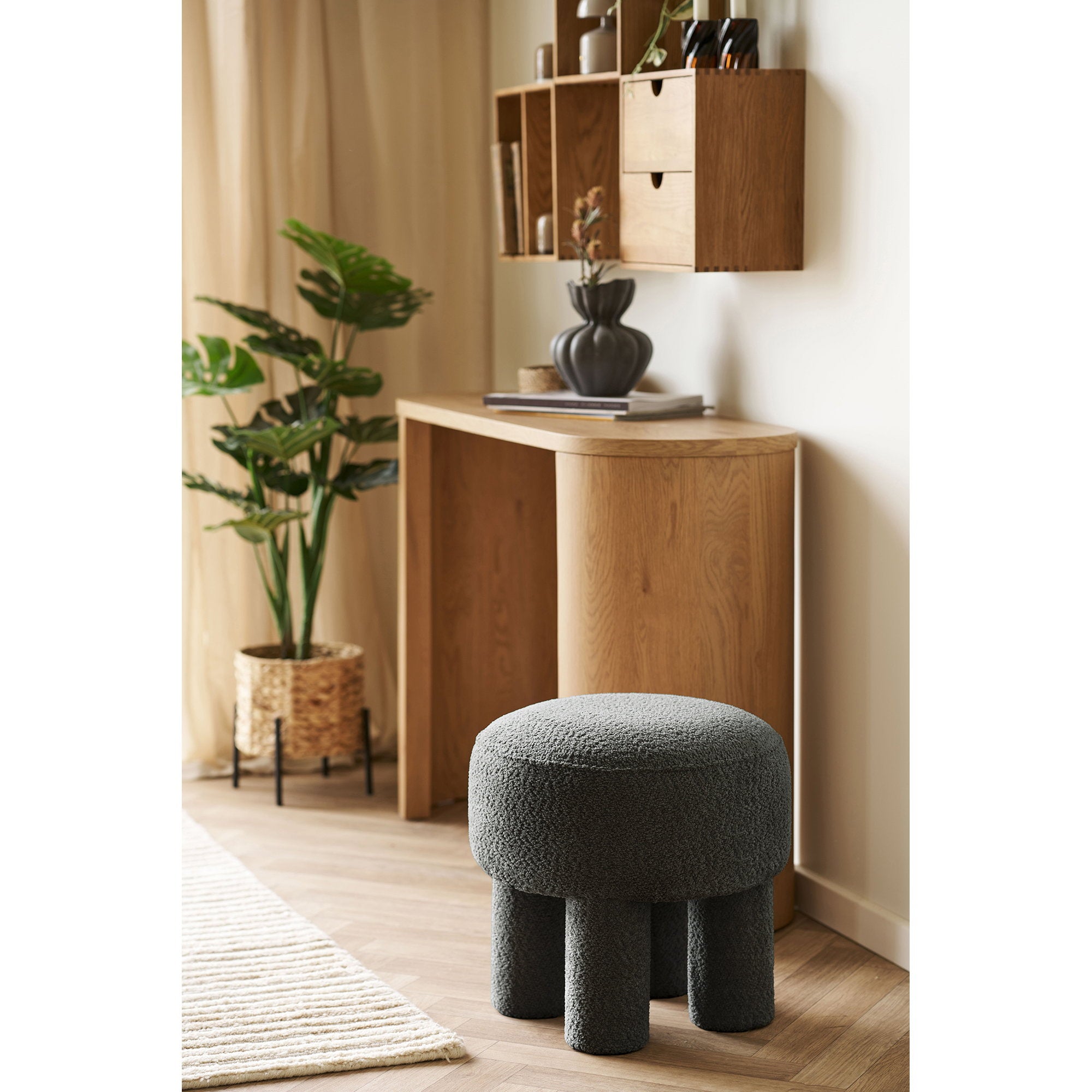 Canberra Pouf – Charcoal