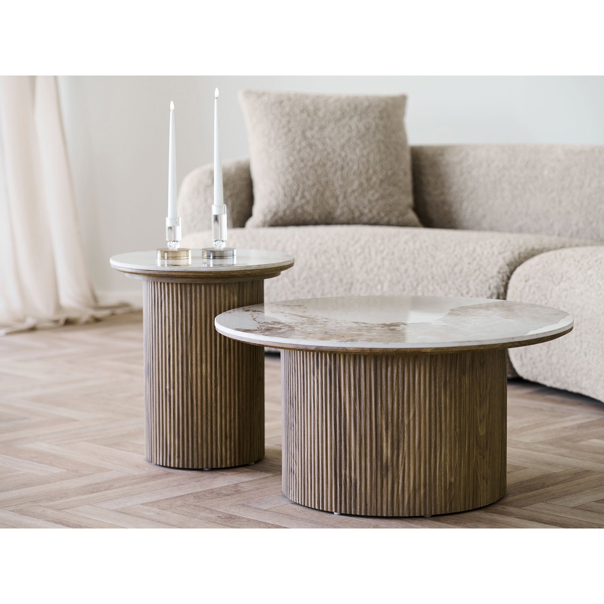 Athens Side Table – White / Brown