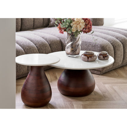 Heide Side Table – White / Dark brown
