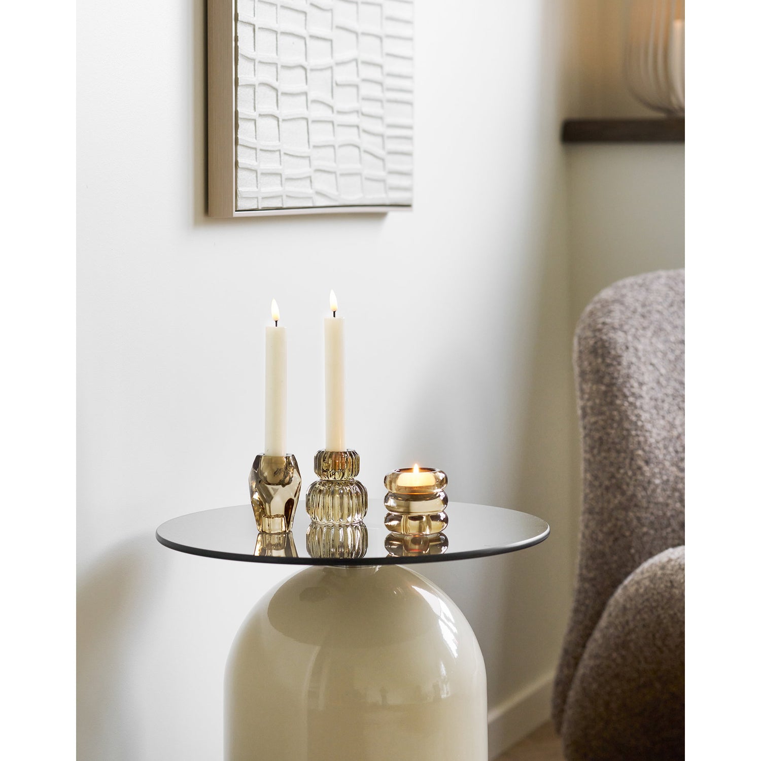 Ravello Side Table – Beige / Grey