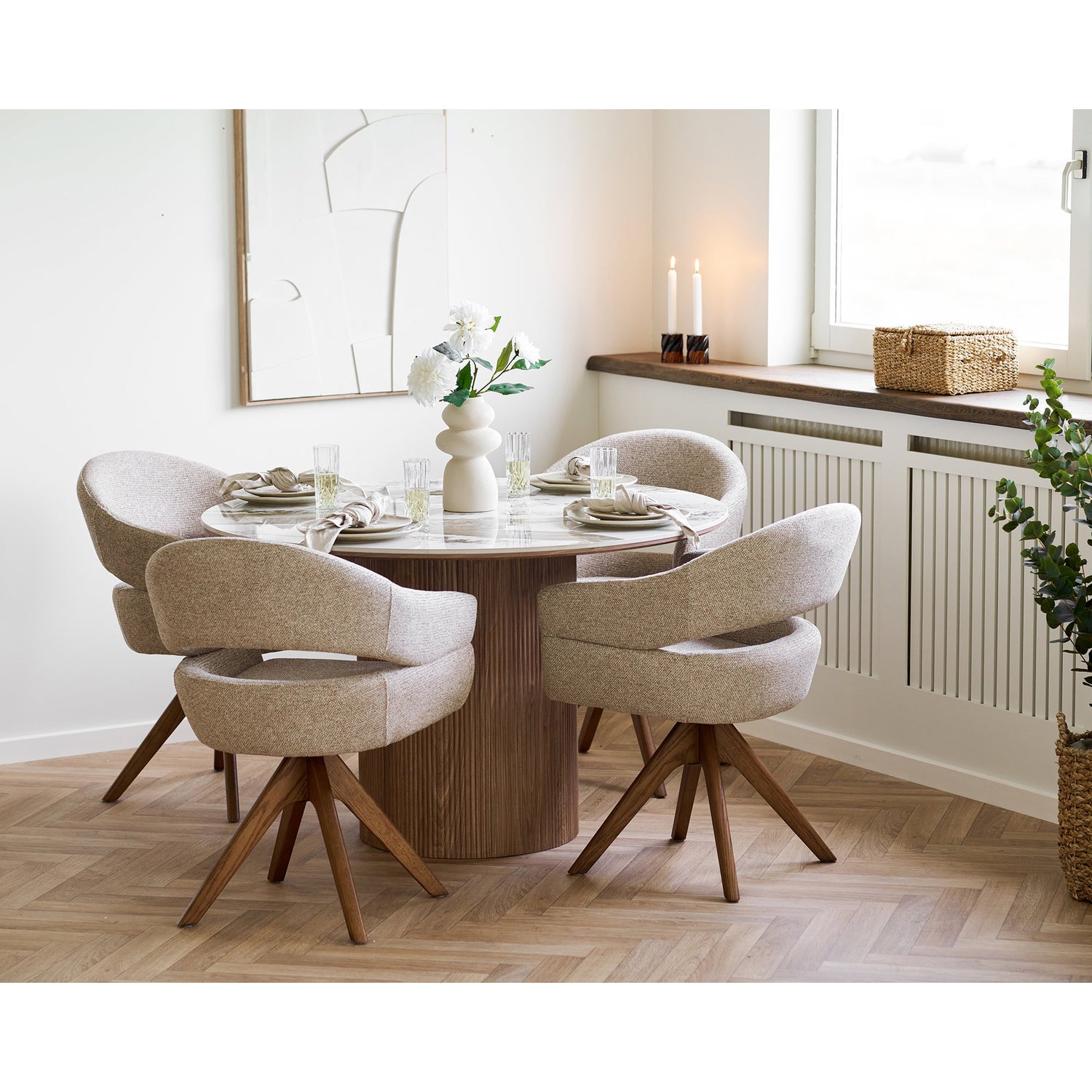 Athens Dining Table – White / Brown