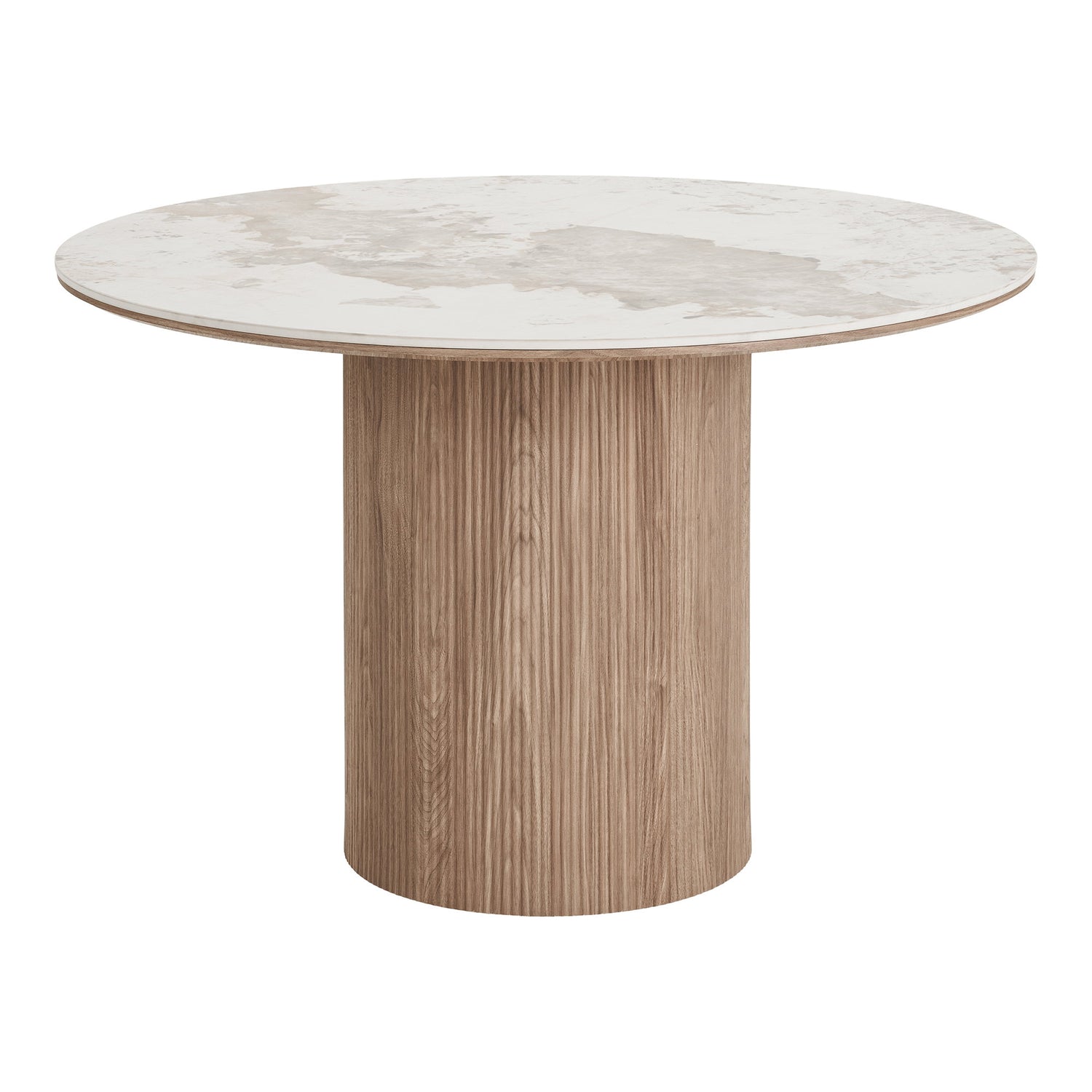 Athens Dining Table – White / Brown – 120×120 cm