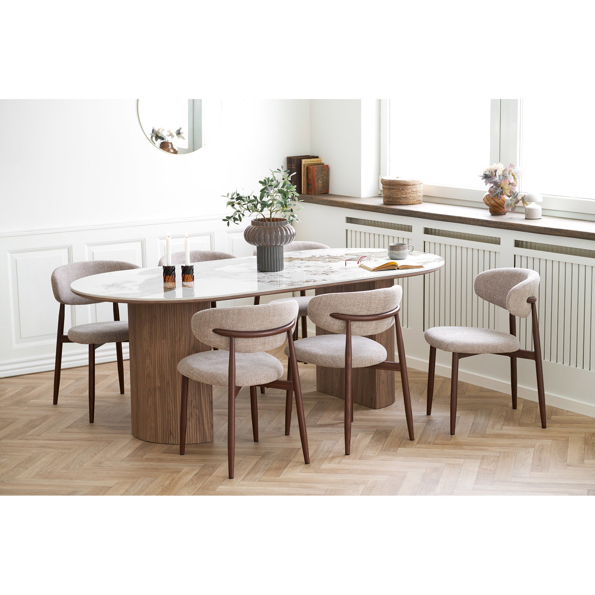 Athens Dining Table – White / Brown