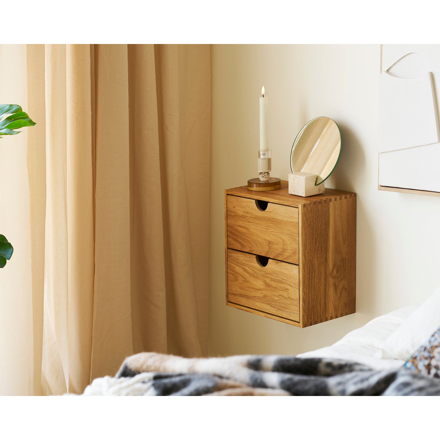 Townsville Wall Shelf with drawers – Oak – Natural
