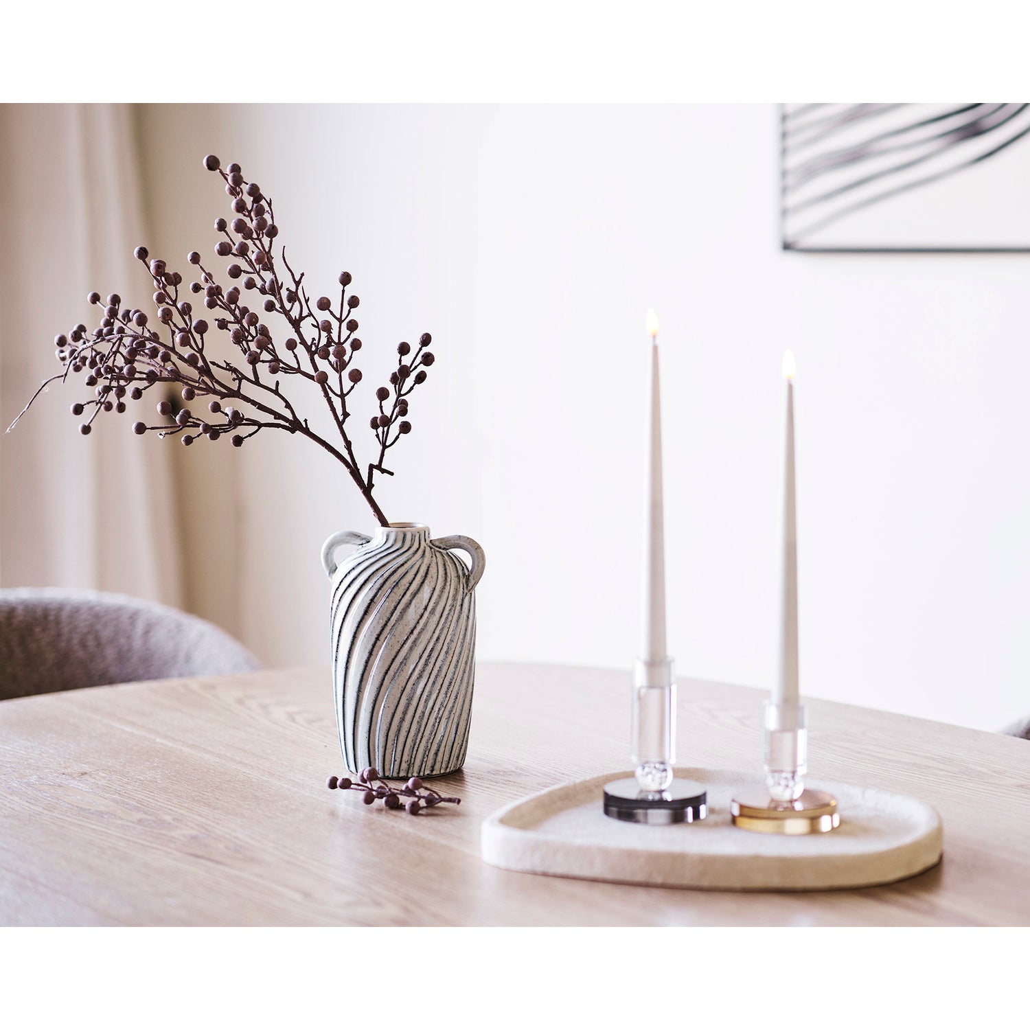 Candle Holder – Brown / White