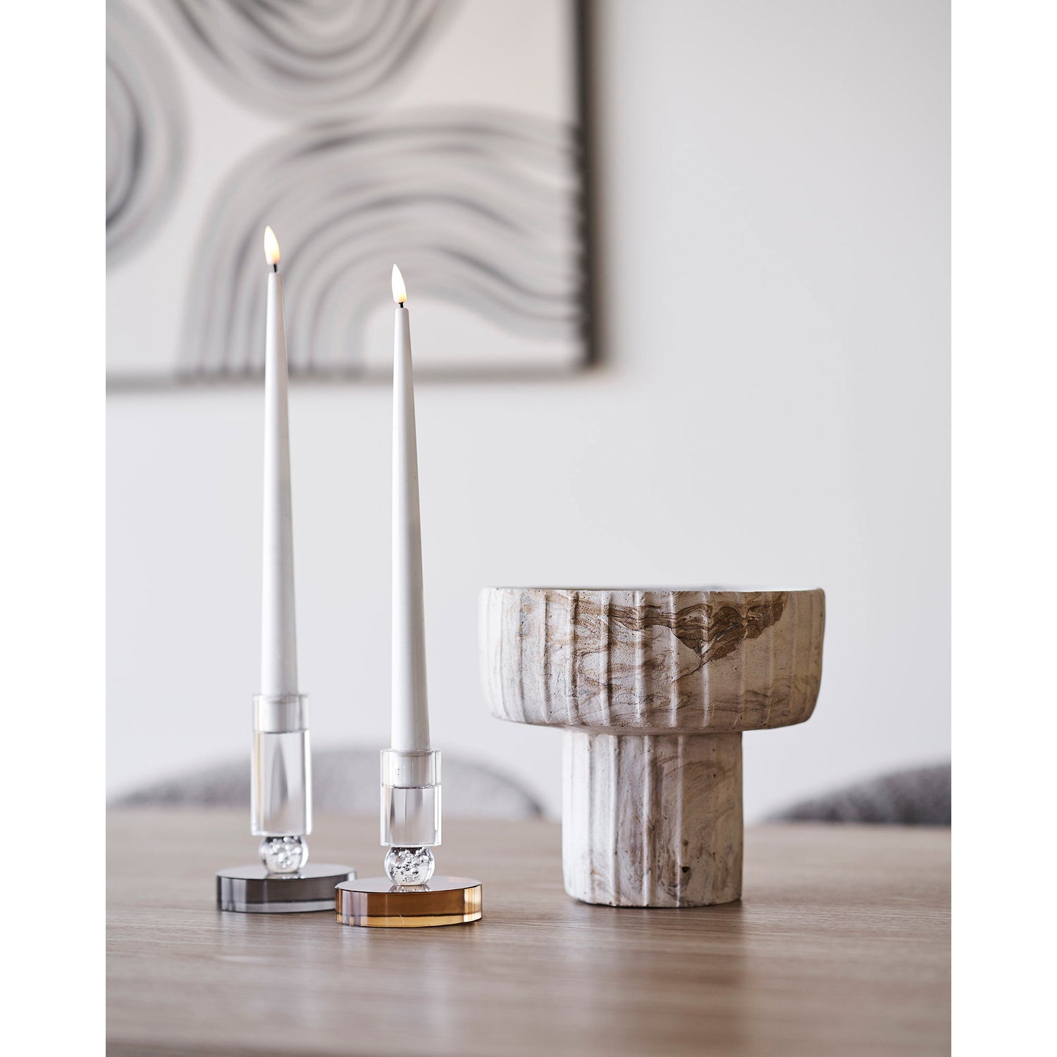 Candle Holder – Grey / White