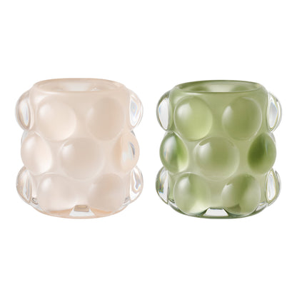 Candle Holder – Beige / Green – 8,5×8,5 cm