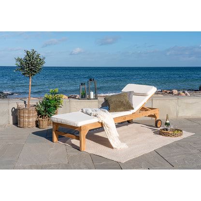 Andorra Sun Lounger with Cushion – Natural / White