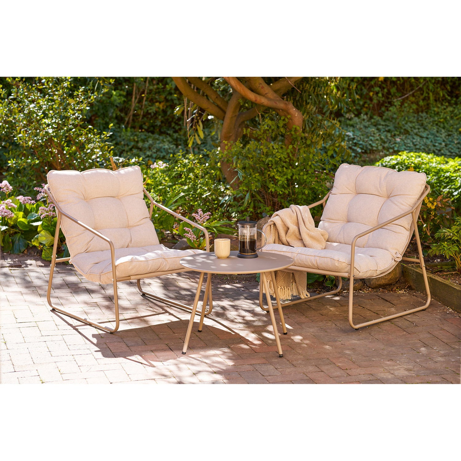 Nilo Lounge set, steel, sand, incl. cushions – Sand