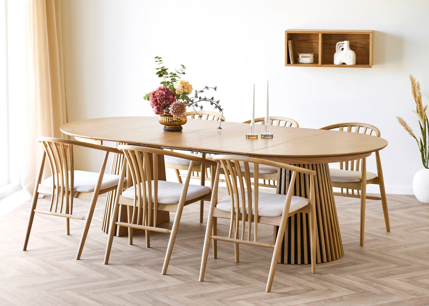 Osaka and Agustin Dining Set – Oak – Oak / Nature