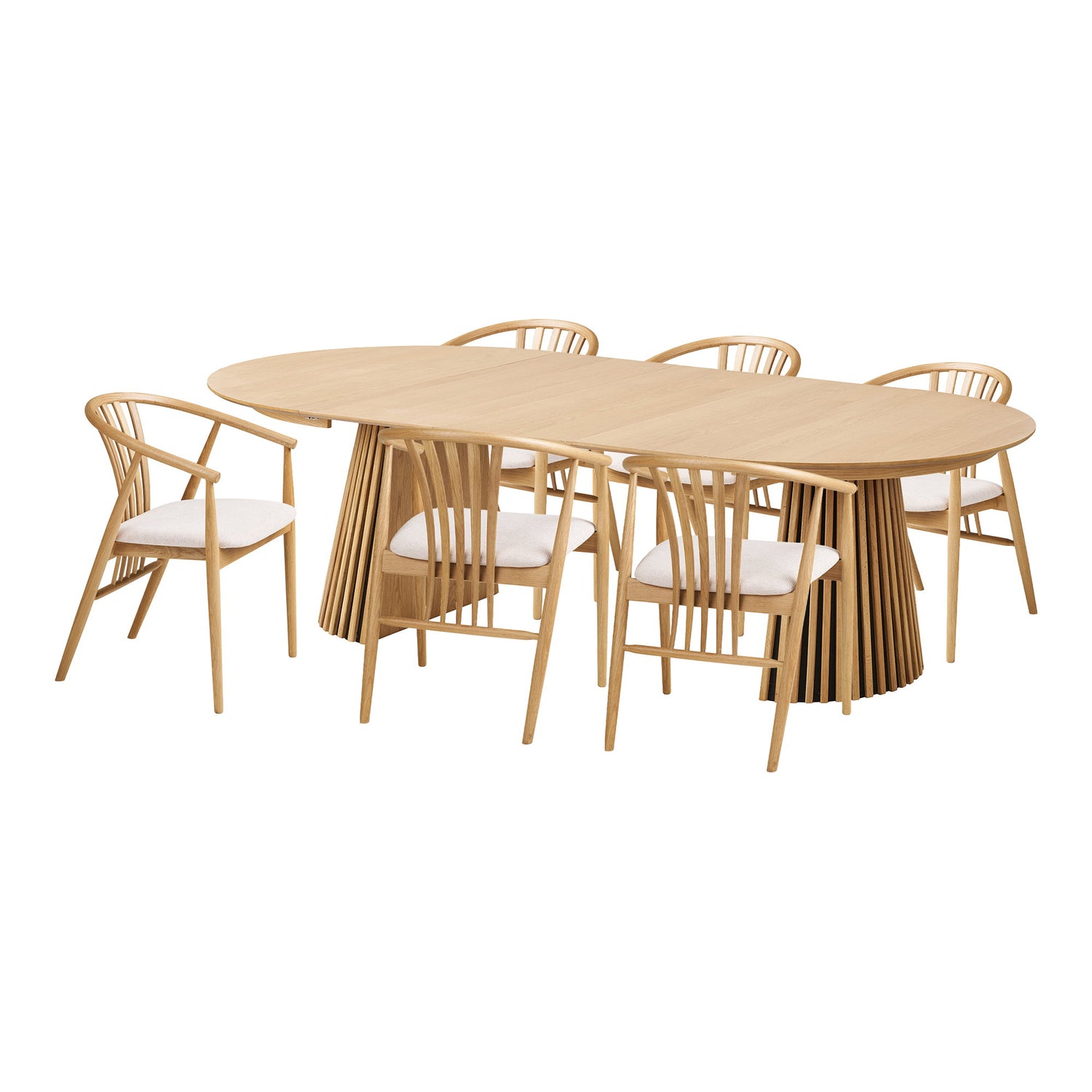 Osaka and Agustin Dining Set – Oak – Oak / Nature