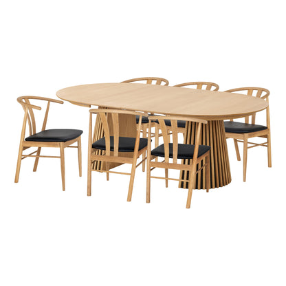 Osaka and Artenara Dining Set – PU Leather – Oak / Nature / Black