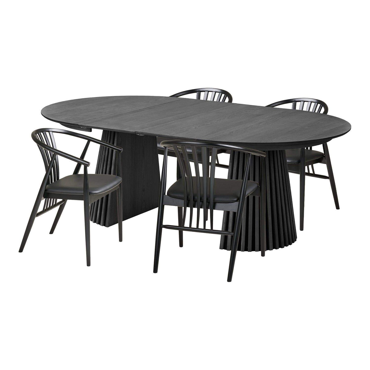 Osaka and Agustin Dining Set – Oak – Black