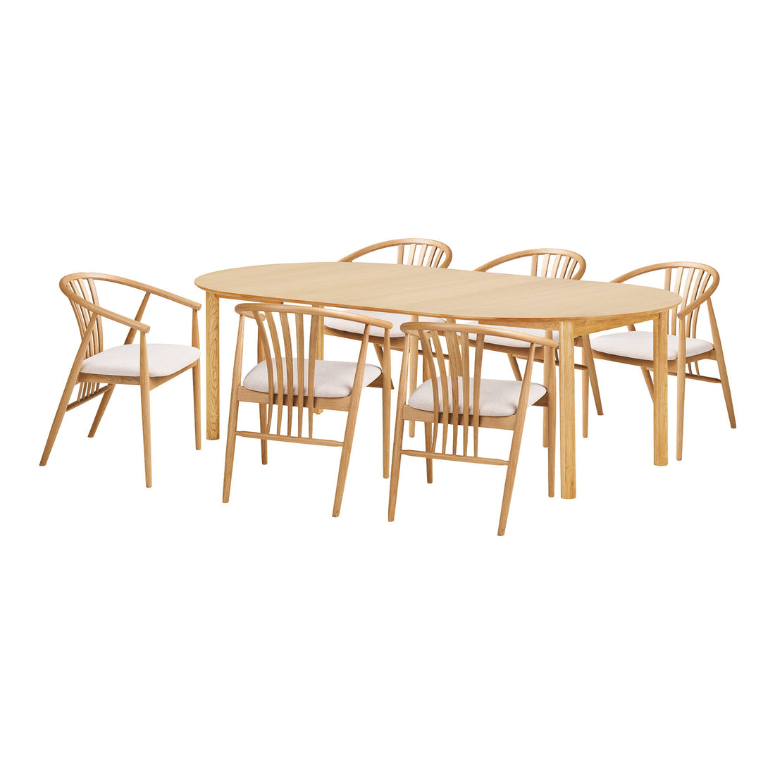 Bundaberg and Agustin Dining Set – Oak – Natural