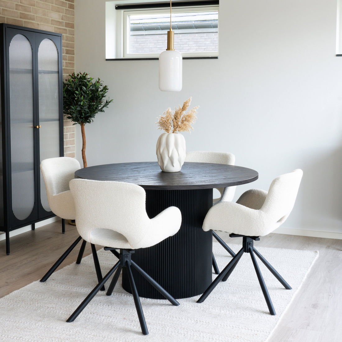 Boavista and Amorim Dining Set – Dark brown, Off-white