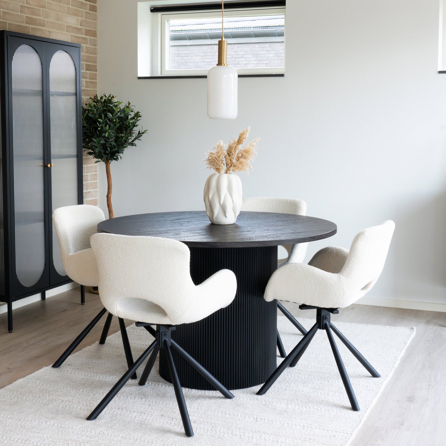 Boavista and Amorim Dining Set – Dark brown, Off-white