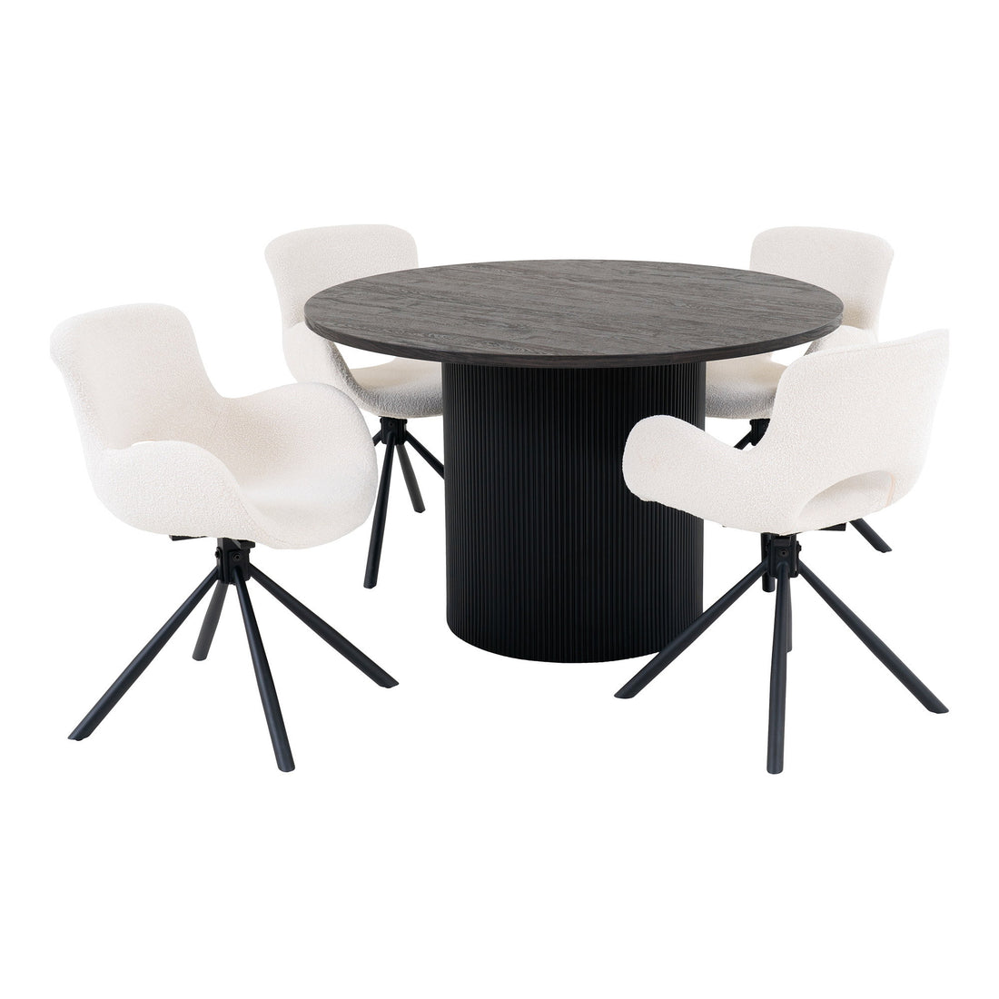 Boavista and Amorim Dining Set – Dark brown, Off-white