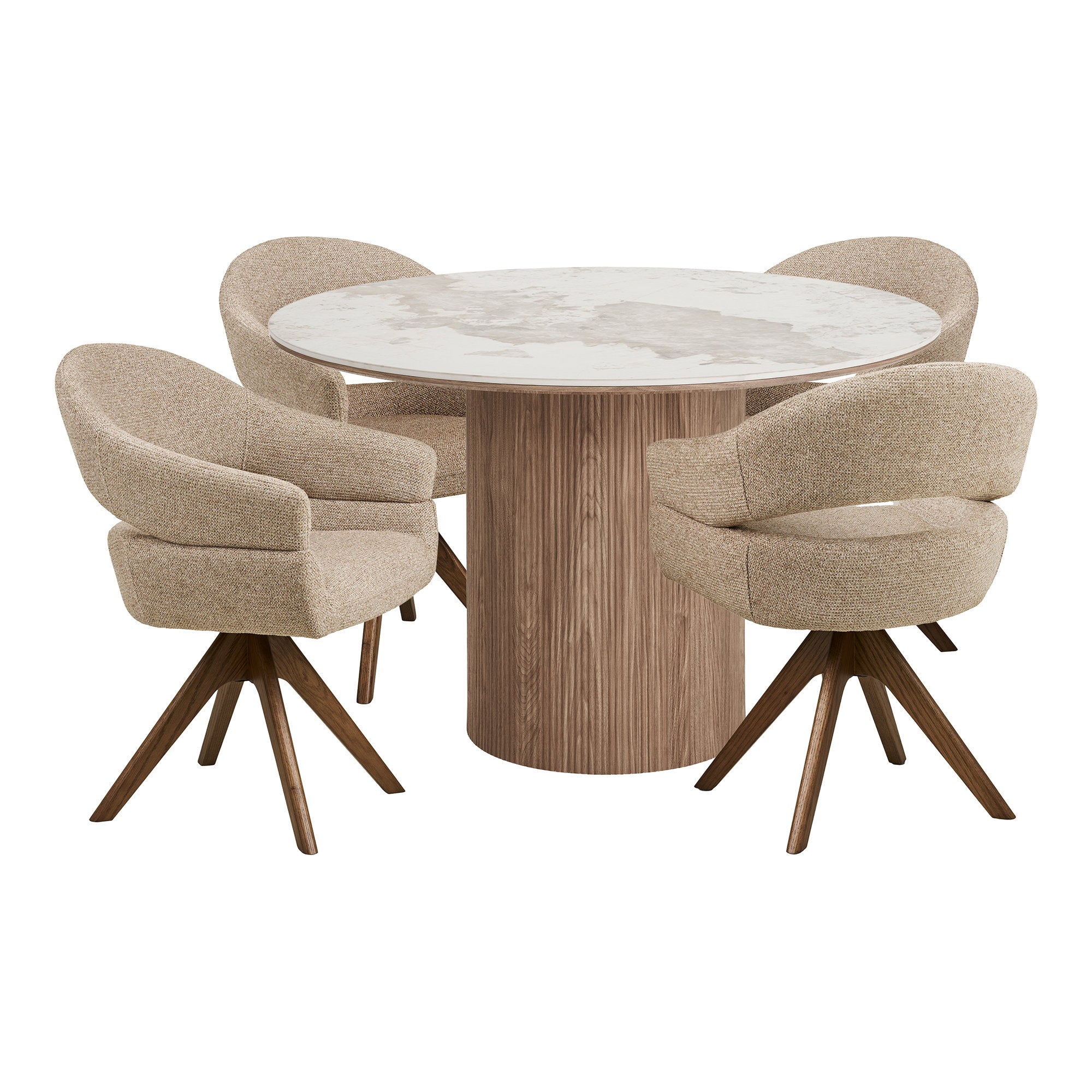 Athens and Dover Dining Set – Oak – White / Dark Brown / Brown