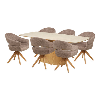 Noli and Dover Dining Set – Oak – Nature / Stone / Brown