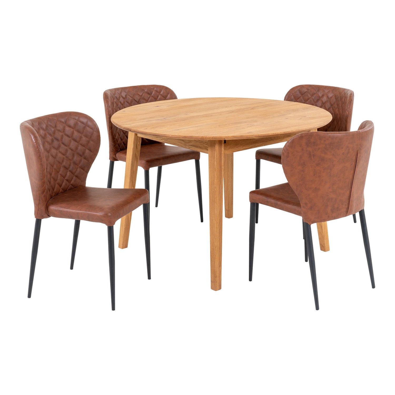 Metz and Pisa Dining Set – PU Leather – Natural / Brown