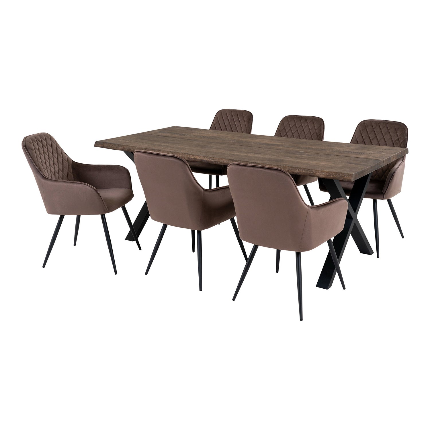 Toulon and Harbo Dining Set – Velvet – Nature / Ligth brown