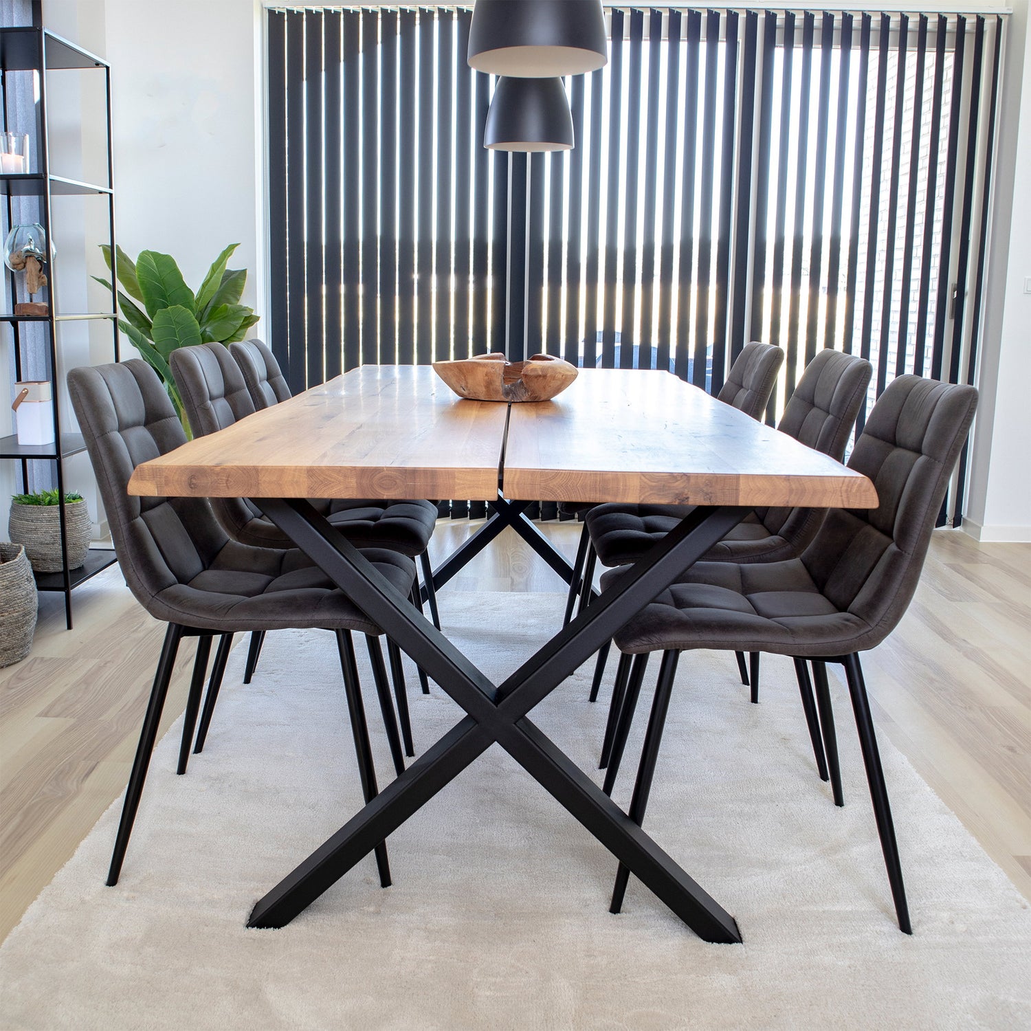 Toulon and Middelfart Dining Set – Microfibre – Nature / Grey