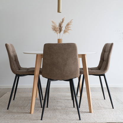 Vojens and Middelfart Dining Set – Microfibre – Brown / White