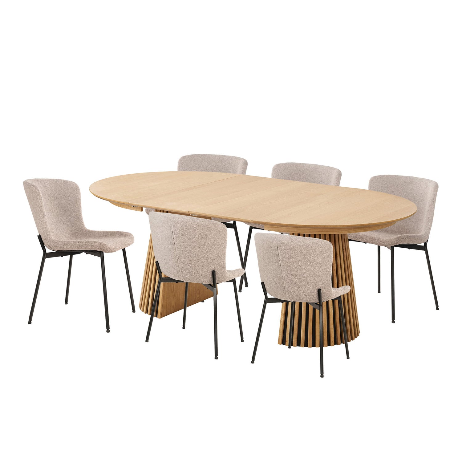 Osaka and Maceda Dining Set – Oak – Oak / Beige