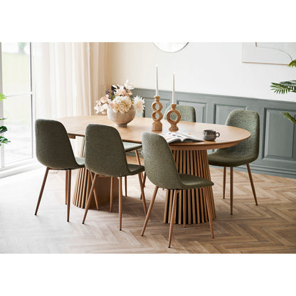 Osaka and Stockholm Dining Set – Oak – Oak / Dark green