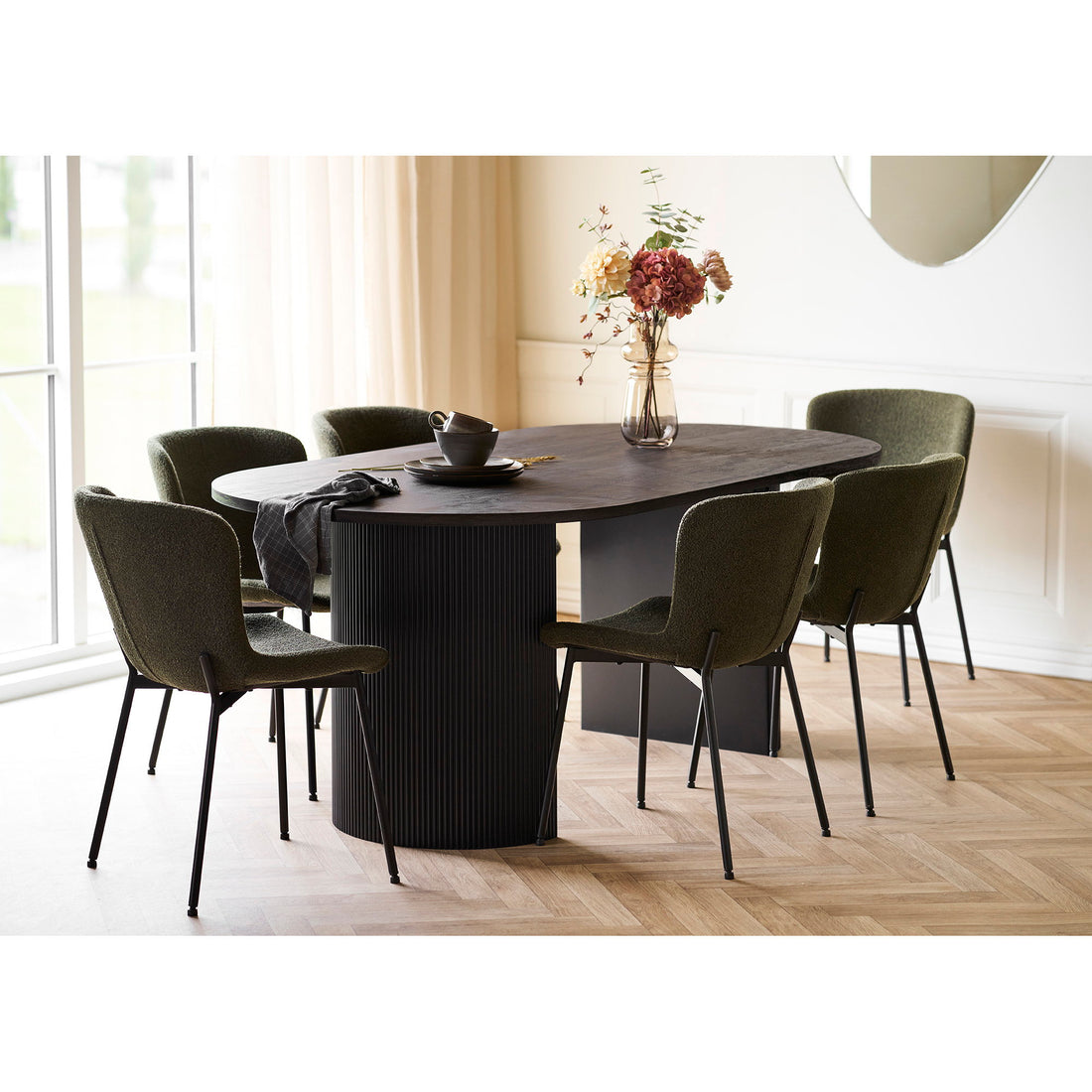 Boavista and Maceda Dining Set – Dark brown / Dark green
