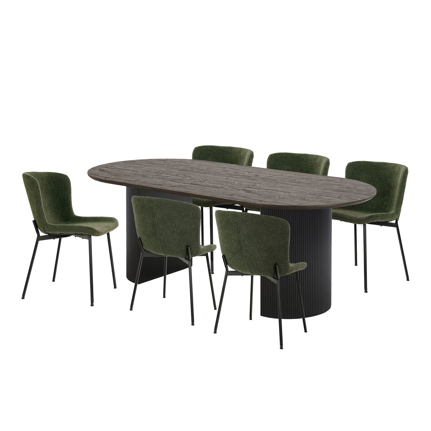 Boavista and Maceda Dining Set – Dark brown / Dark green