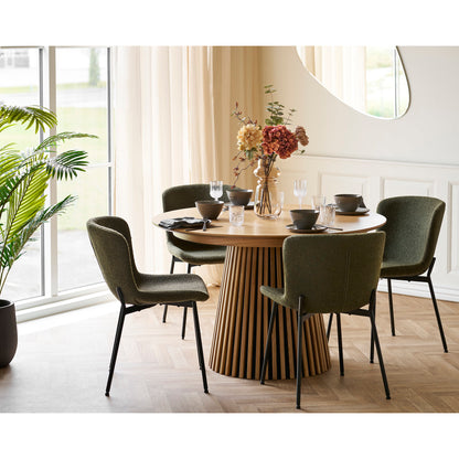 Osaka and Maceda Dining Set – Oak – Nature / Dark green