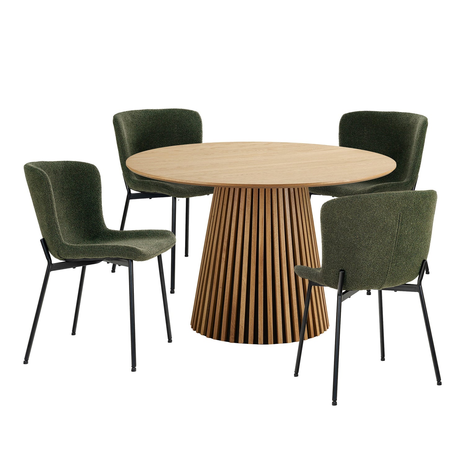 Osaka and Maceda Dining Set – Oak – Nature / Dark green