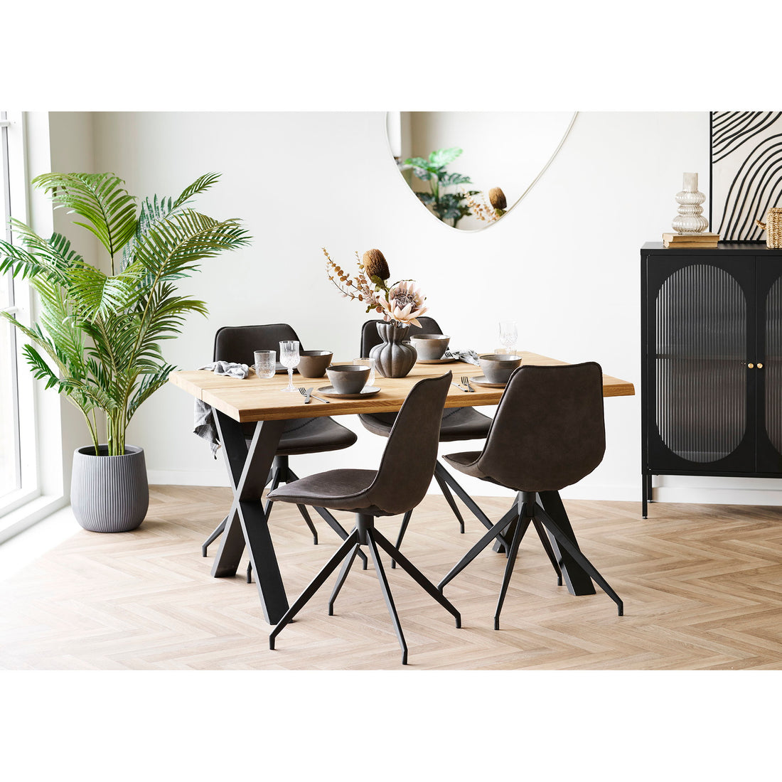 Toulon and Monaco Dining Set – Microfibre – Nature / Grey