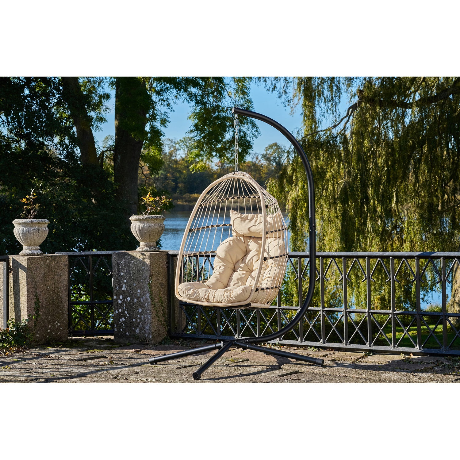 Patras Hanging Chair – Beige / Grey / Black