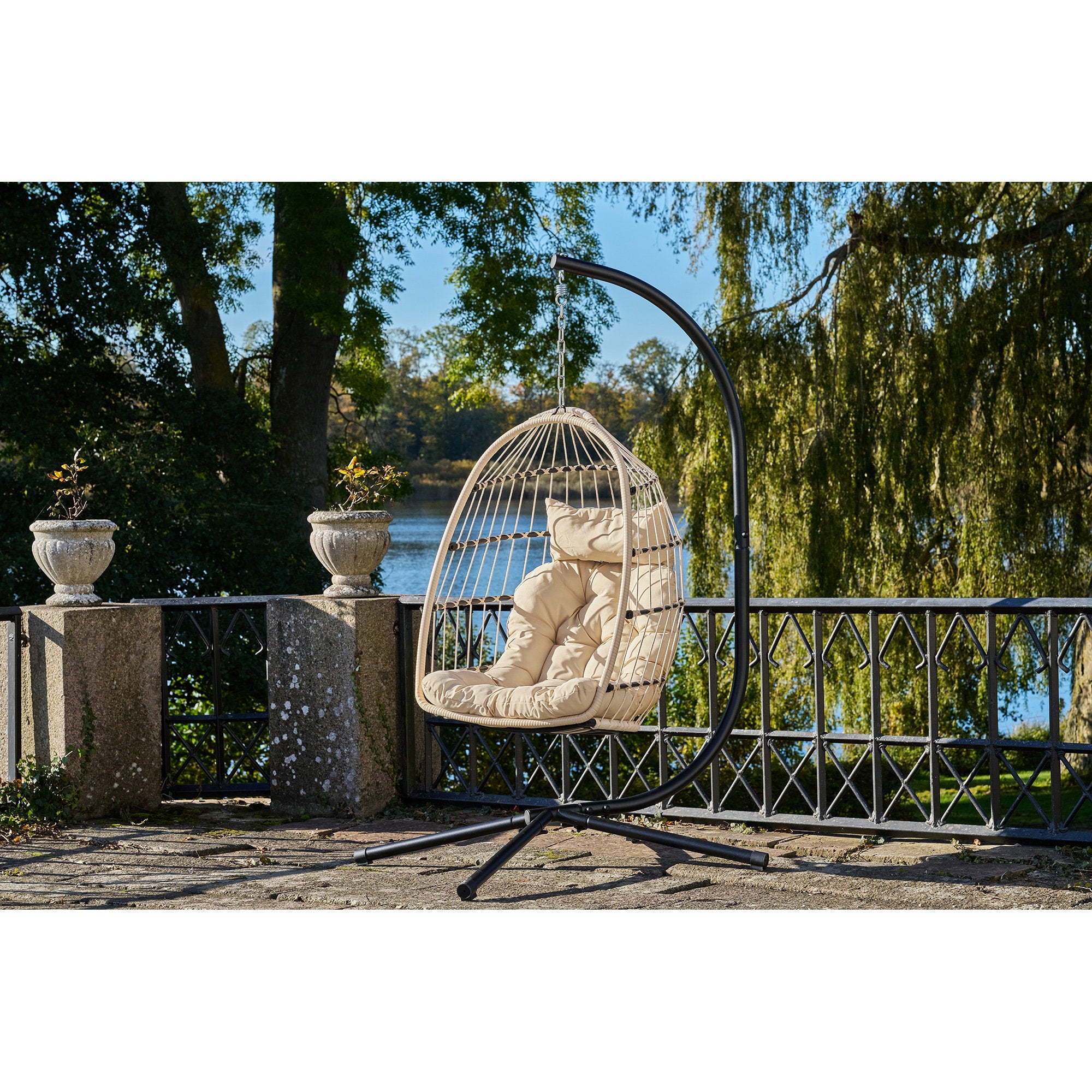 Patras Hanging Chair – Beige / Grey / Black